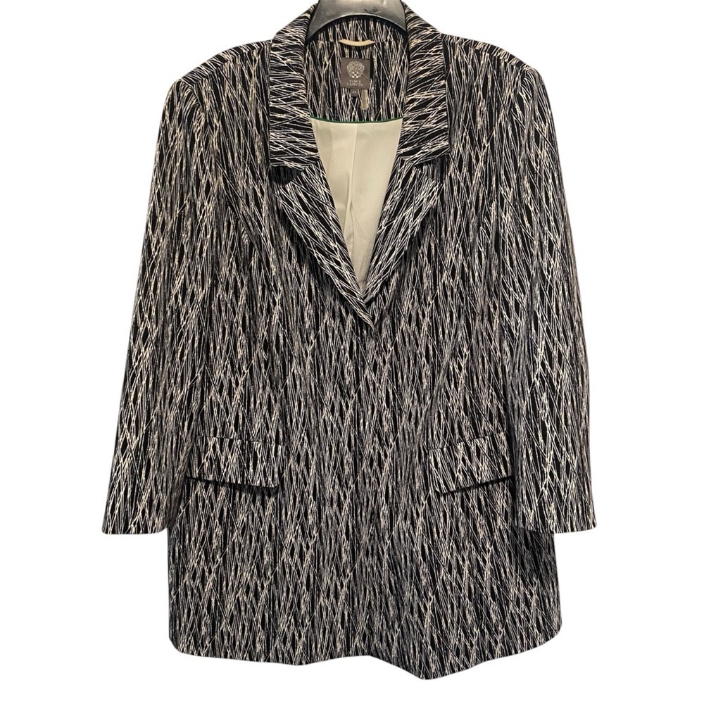 Vince Camuto Women’s Black/White Snap Button Jacket Size 2X Office Event Preppy